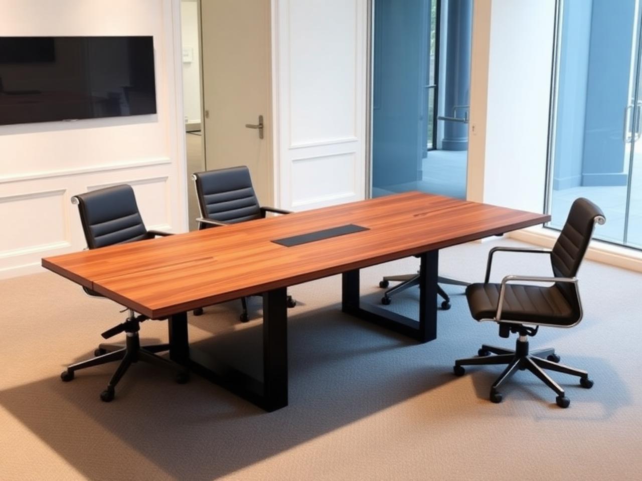Mesa de juntas rectangular — mobiliario corporativo MXELEVO en ambiente de oficina ejecutiva.